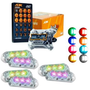 Imagem de Kit Estrobo AJK RGB Rítmico 3.0 + 6 Faróis 6W