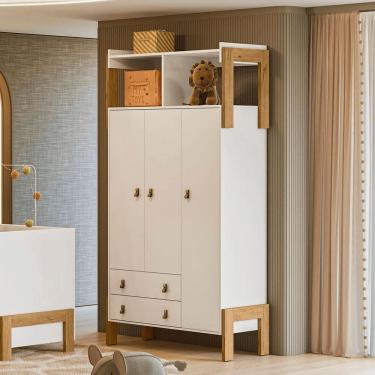 Imagem de Guarda Roupa 3Pts/2Gv C/Nicho Fantasia Em Mdp/Mdf - Branco Acetinado