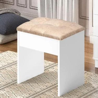 Imagem de Banqueta Branca Camarim para Penteadeira Banco Sued