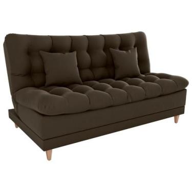 Imagem de Sofa Cama 2 Lugares 185 cm Duda Veludo Maserati Marrom Milani Store, M