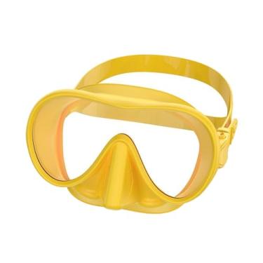 Imagem de Colaxi Máscara de mergulho com snorkel, óculos antiembaçantes, visão ampla, profissional, portátil, com proteção nasal, máscara de natação para mulheres, Laranja