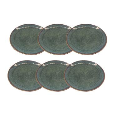 Imagem de Jogo 6 Pratos Rasos em Porcelana Verde 26cm BM0008 BTC