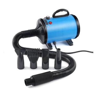 Imagem de FINYQBET Soprador Secador Para Pets - Secador Profissional 3800W com 4 Bicos, Ajuste Contínuo de Velocidade (50-120 m/s) e Temperatura (35-65°C), Ideal para Tosa de Cães, Gatos em Salões e Casa(Azul, 110V)