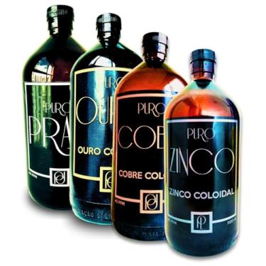 Imagem de Prata + Ouro + Cobre + Zinco Coloidal Compre 3 Cortesia 1! 4 Litros (4400ml) Certificado 99,9% Pureza