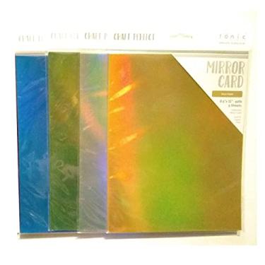 Imagem de Pacote de cartões espelhados Craft Perfect da Tonic Studios, 4 cores, 5 folhas cada, papel cartolina iridescente de 21,6 cm x 28 cm