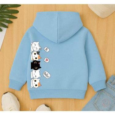 Imagem de Moletom Agasalho Infantil Feminino Gatinhos Costas Estampa Fofa Frente