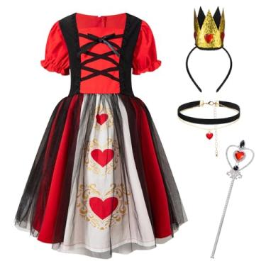 Imagem de LATOBREATH Little Girls Princess halloween costume Dress Red Hearts The Queen Toddler Birthday Gift Outfit With Accessories（3-4Y）
