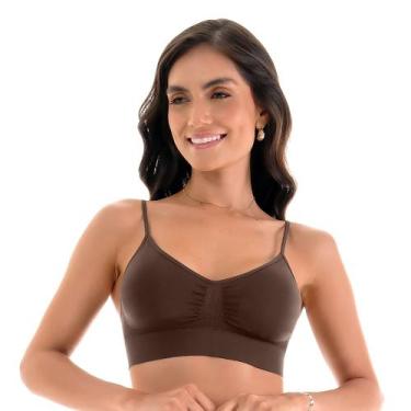 Imagem de Sutiã Top Alça Fina Regulável com Bojo Removível sem Costura Nogueira 