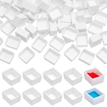 Imagem de PH PandaHall 100 peças de formas vazias de aquarela de 2 ml, panela pequena de plástico vazia para materiais de pintura, pintura de desenho de arte DIY, paleta de aquarela, paleta de caixa de lata de
