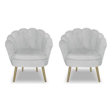 Imagem de Kit 2 Poltronas Pétala Luxo Pés Dourado Para Lash Designer - Bz Home D