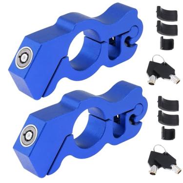 Imagem de Windance 2 unidades de motocicleta resistente antifurto guidão acelerador trava de segurança trava de freio frontal trava de alavanca em bicicleta suja ciclomotor scooter ATV (azul)