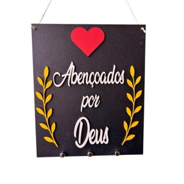 Imagem de Placa Decorativa Abençoados por Deus em MDF - personalizadoslaser