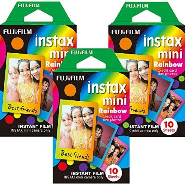 Imagem de Fujifilm Instax Mini filme colorido instantâneo, 10 folhas, (conjunto econômico de 3 e 5 pacotes)... (arco-íris)