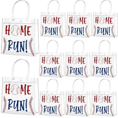 Imagem de yisncka 16 peças de sacos de festa de presente de PVC transparente de beisebol com alças, sacolas transparentes de softball, 20 x 20 x 8 cm, bolsa esportiva para lembrancinhas de festa a granel para