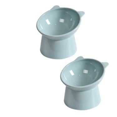 Imagem de Comedouro Bebedouro Elevado Anti Engasgo Pet Gato Cachorro Kit e Unidade(2 unidades,Azul-claro)