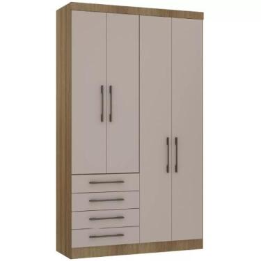 Imagem de Guarda-roupa Modulado 134,5cm 4 Portas 4 Gavetas Paris Luciane, Avelã/