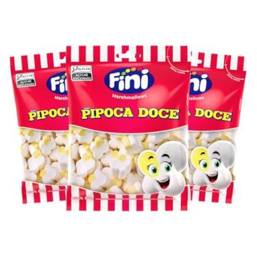 Imagem de 3 Pacotes de Marshmallow Pipoca Doce Fini 80g