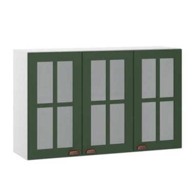 Imagem de Armário Aéreo Projetado 120cm 3 Portas com Vidro Cristal Luciane, Bran