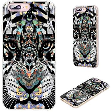 Imagem de Capa para iPhone 8 Plus, capa para iPhone 7 Plus, VoMotec [série original] capa protetora completa de TPU flexível ultra fina e antirriscos para iPhone 7 8 Plus 5,5 polegadas, kit de maquiagem colorido divertido, black tiger head with colorful cross
