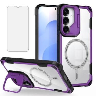 Imagem de Asuwish Capa de celular para Samsung Galaxy S24 Plus S24+ 5G com protetor de tela suporte para câmera suporte capa magnética híbrida fina protetora acessórios para celular S24plus 24S + S 24 24+