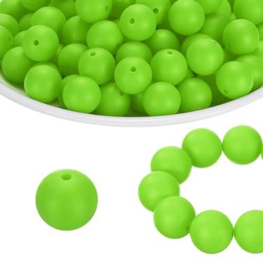 Imagem de HARFINGTON 65 peças de contas de silicone 15 mm contas focais redondas de borracha a granel para canetas, chaveiro, pulseira, colar, artesanato, faça você mesmo, verde salgueiro