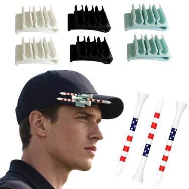 Imagem de Josuyofo 6 peças clipe de chapéu suporte de camiseta de golfe suporte de camiseta de golfe clipes para chapéu aba e viseira - armazena 3 camisetas de golfe para acesso rápido (preto + branco + azul)