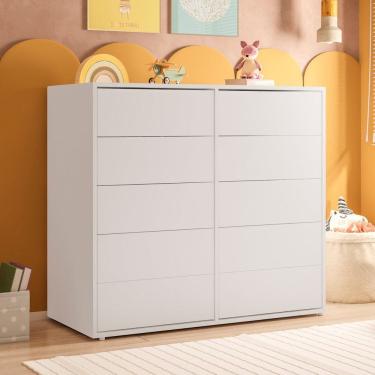 Imagem de Cômoda para Quarto Infantil 10 Gavetas Melinda Branco