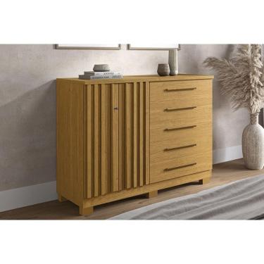Imagem de Cômoda de Quarto Bella c/ 2 Portas e 5 Gavetas Cinamomo - ACP