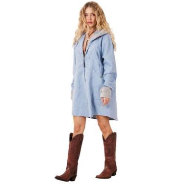 Imagem de Casaco Com Capuz Azul Claro Xadrez Yacamim K3, M, Xadrez