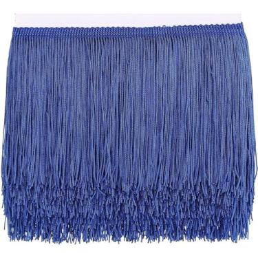 Imagem de 10 jardas de 15,2 cm com franja e borla, acabamento de costura para artesanato faça você mesmo, vestido latino, abajur, decoração azul-petróleo (azul royal)