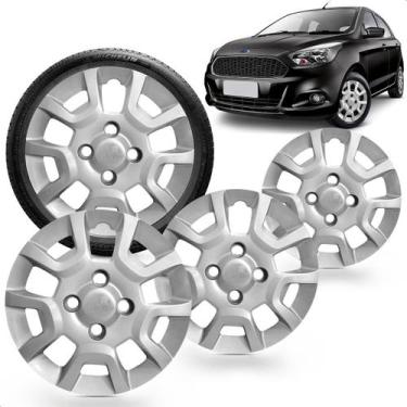 Imagem de Kit 4 Calotas Ka 2014 Aro 13 Prata Cubo Baixo Grid