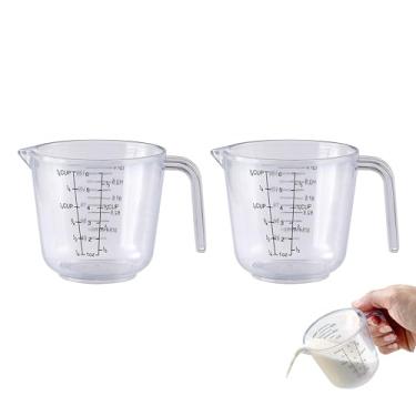 Imagem de 2 copos medidores líquidos, conjunto de copos medidores de plástico OLULU para assar, cozinhar e preparar bebidas (¾ xícaras, transparente)