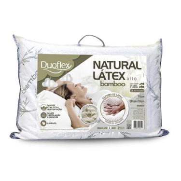 Imagem de Travesseiro Natural Látex Alto Duoflex com Capa Bamboo - 48x68cm