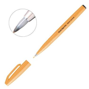 Imagem de Caneta Pincel Brush Sign Pentel Lettering Desenho Caligrafia, Laranja 