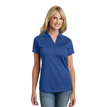 Imagem de Camisa polo feminina Port Authority L569 em jacquard diamante azul real GG