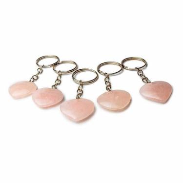 Imagem de Chaveiro Coração Quartzo Rosa Natural Pedra do Amor - CristaisdeCurvel