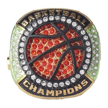 Imagem de TOPSPORTSJEWELRY 10 estilos de anel de campeonato de prêmios de jogador de basquete tamanho 10 campeões e anel finalista, Zinco, Cristal