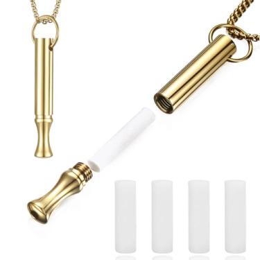 Imagem de LAMKHOO Colar de respiração para parar de fumar e vaporizar – difusor de óleo essencial recarregável, colar fidget para alívio da ansiedade, inalador sem fumaça com 3 cápsulas de algodão