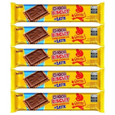 Imagem de 5 Pacotes de Biscoito Choco Biscuit Garoto Ao Leite 78g