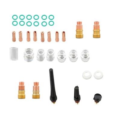 Imagem de Timunr Kit de atualização de soldagem TIG – Sistema de lente a gás de grau industrial de 36 peças (4-12) com copos de vidro reforçado - Substituição para tochas WP-17/18/26