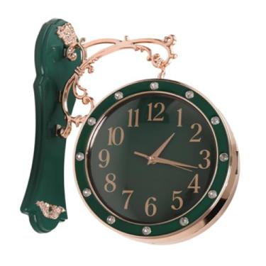 Imagem de WeiLaiKeQi Relógio de parede duplo lado relógio pendurado silencioso para estação aniversário pátio, Verde