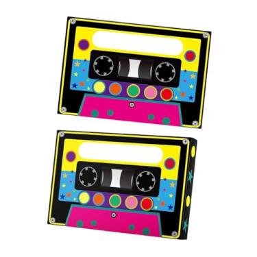 Imagem de IEUDNS Caixa de lembrancinhas para festa dos anos 80, 2 peças, caixa de guloseimas, centro de mesa, estilo hip hop retrô, presentes nostálgicos, caixas de