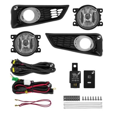 Imagem de Kit Farol de Milha Neblina Honda Novo City 2014 2015 2016 2017 + Moldura Aro Cromo