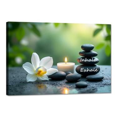 Imagem de YIOZHAOFH Just Breathe Wall Decor Inspirational Yoga Quotes Positive Relax Wall Art Canvas Motivational Zen Dandelion Canvas Art Print Decorações para Home Office Banheiro (40,6 cm C x 60 cm)