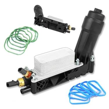 Imagem de Refrigerador de óleo do motor com caixa de filtro de óleo conjunto adaptador compatível com Chrysler 200 300 2011 2012 2013, Dodge Charger Journey Caravan Durango, Jeep Wrangler substitui 5184294AE