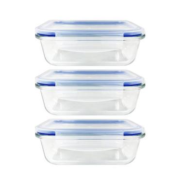 Imagem de Kit 3 Potes Herméticos Marmita de Vidro 640ml - DECORPLACE