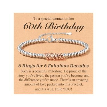 Imagem de KOXMOON Presentes de aniversário de 30º 50º aniversário para mulheres, presentes de pulseira inspiradores elegantes para mulheres de 30, 50 e 60 anos, feliz aniversário com cartão de mensagem