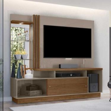 Imagem de Home Theater Stall 2 Portas 2 Prateleiras Iluminação LED MDP até 60 Fe