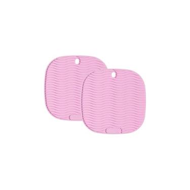 Imagem de Conjunto de Descansos de Panela Quadrado de Silicone Lilás - 2 unidades - 17x17cm - Resistente ao Calor e Deslizamento - Livre de BPA