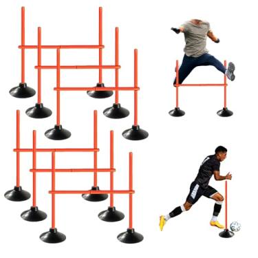 Imagem de TNZMART Bastões de agilidade de 9 metros com obstáculos ajustáveis para futebol futebol futebol equipamento de treinamento de velocidade atletismo (6 grupos, laranja)